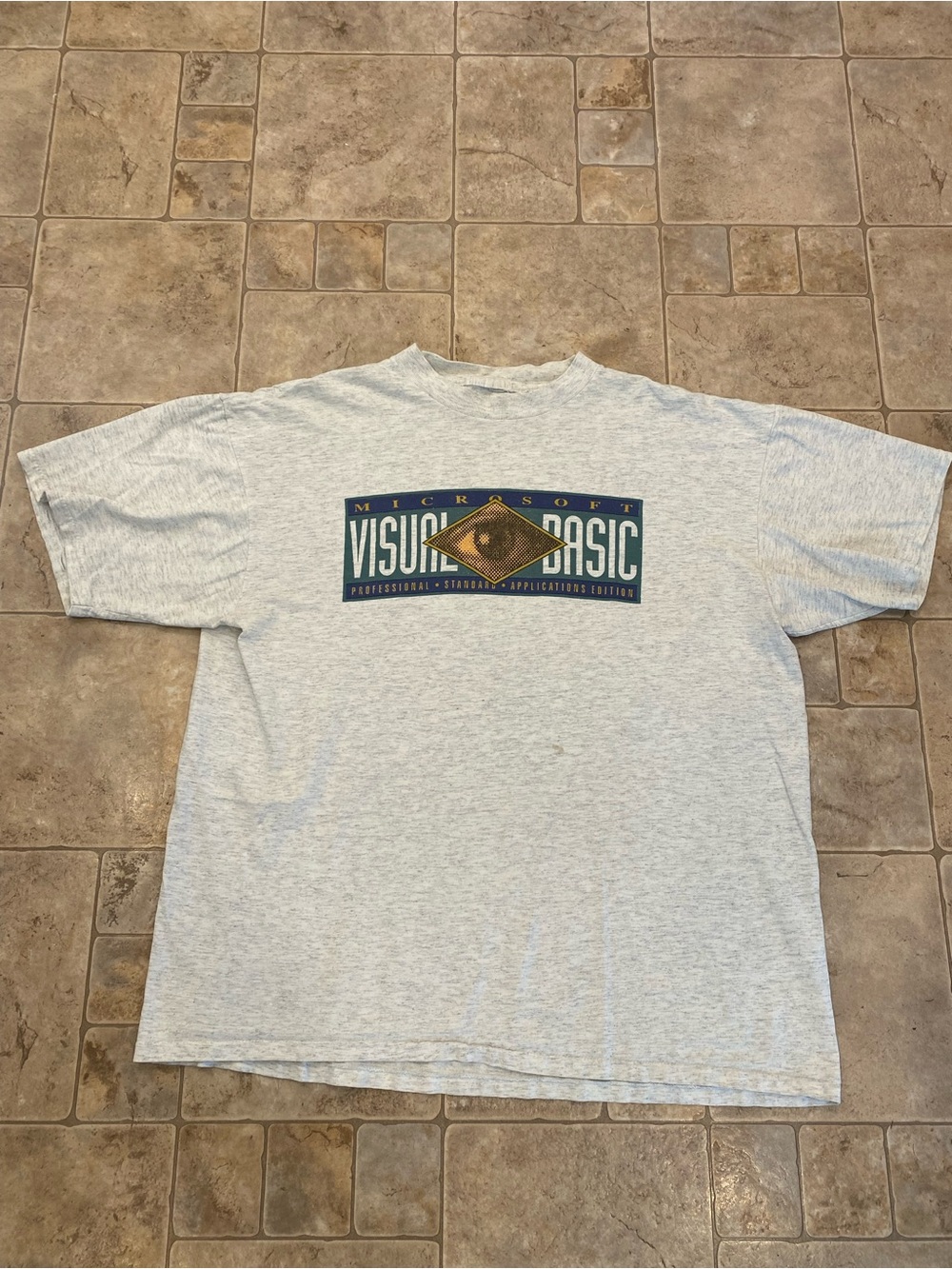 Vintage 1991 Microsoft Visual Basic T Shirt Promo Eye Bill Gates Sz XL